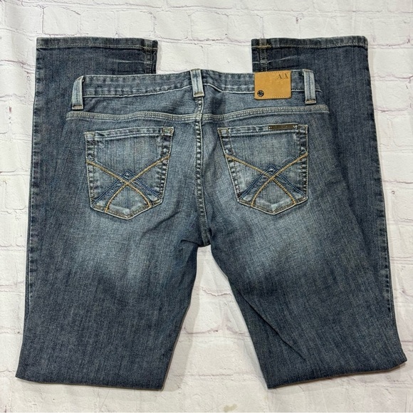 ARMANI EXCHANGE J57 Straight Classic Blue Women's Distressed Jeans Size 4S GUC - Picture 8 of 16